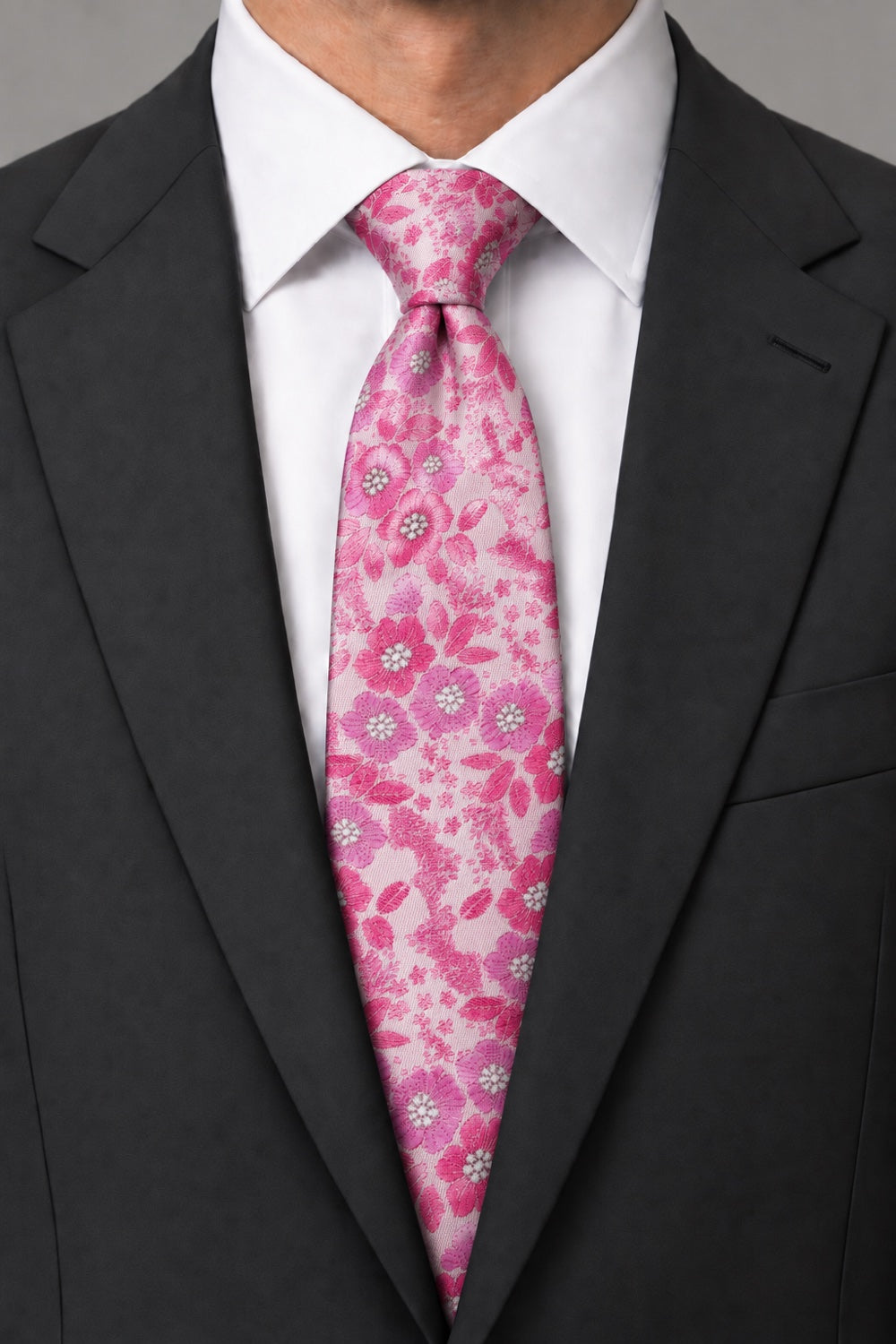 Ted Stanford Watermelon & White Blossom Floral Necktie