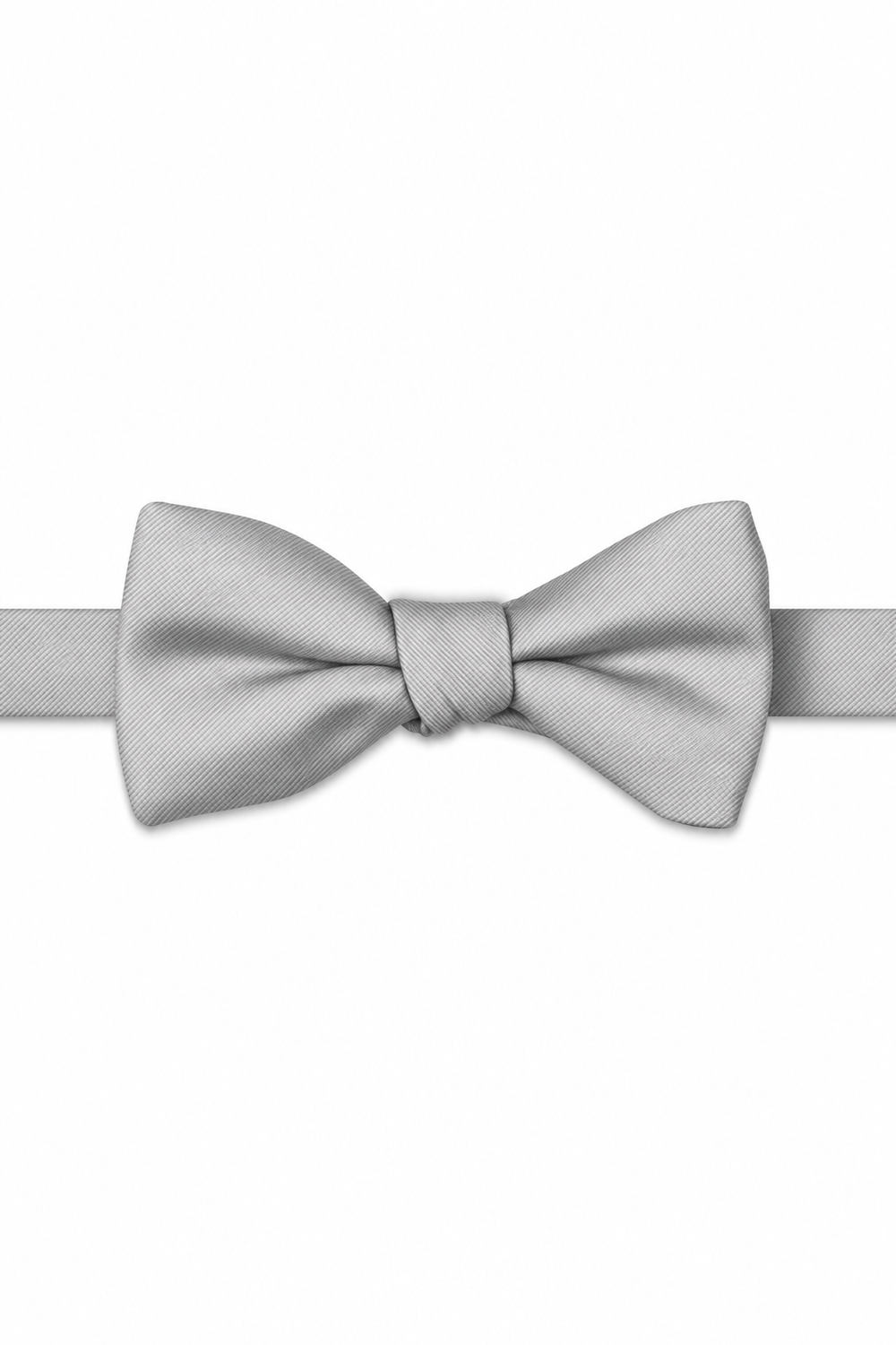 White Modern Solid Bow Tie - pre-tied bow tie, front view