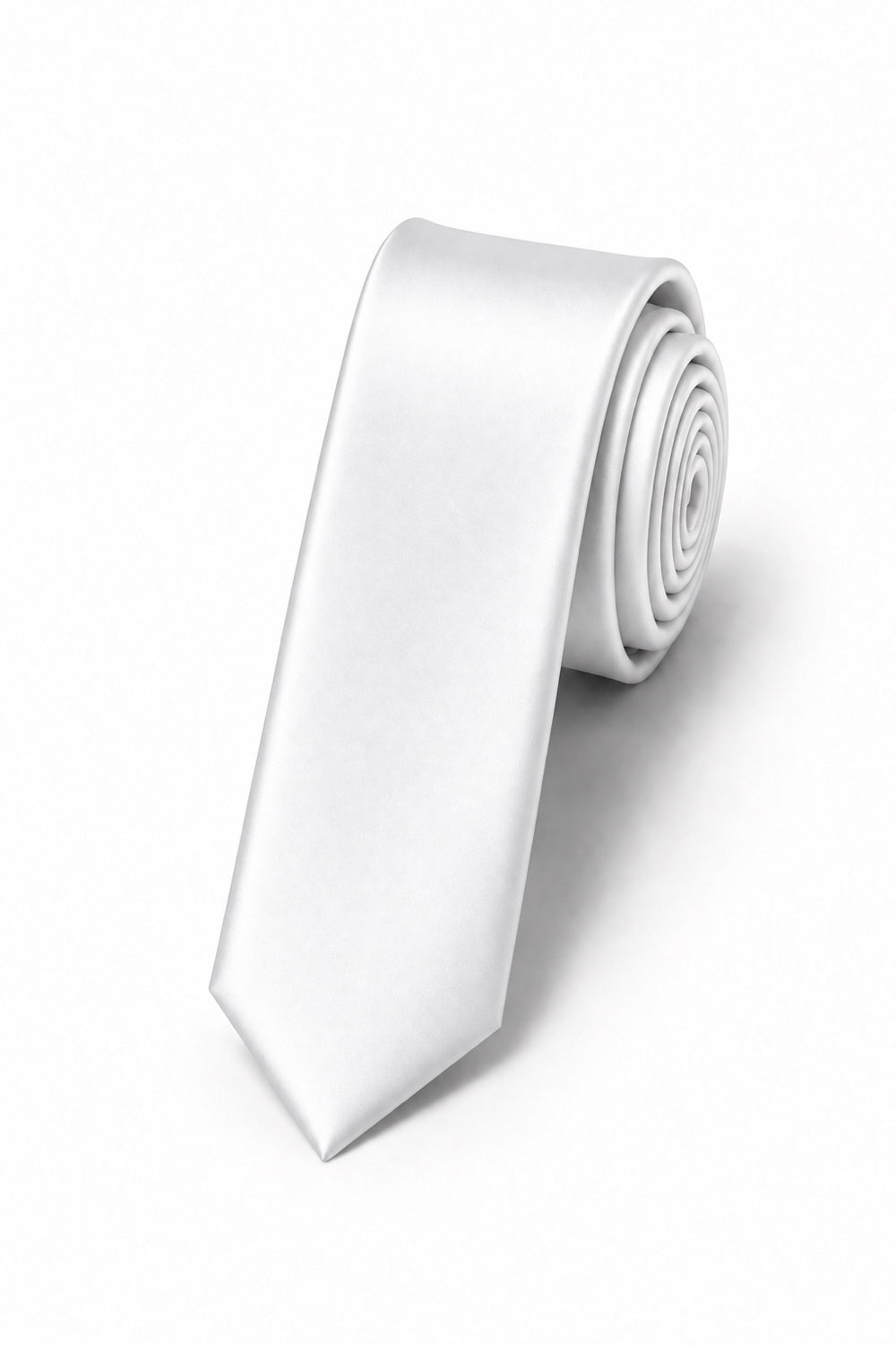 Cardi White Luxury Satin Skinny Necktie