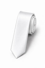 Cardi White Luxury Satin Skinny Necktie