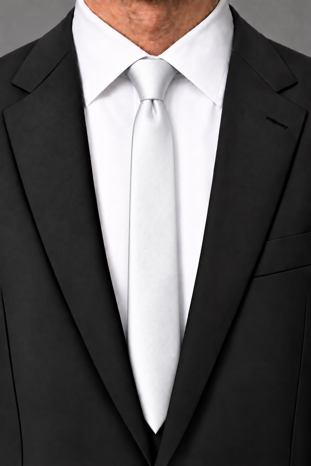 Cardi White Luxury Satin Skinny Necktie