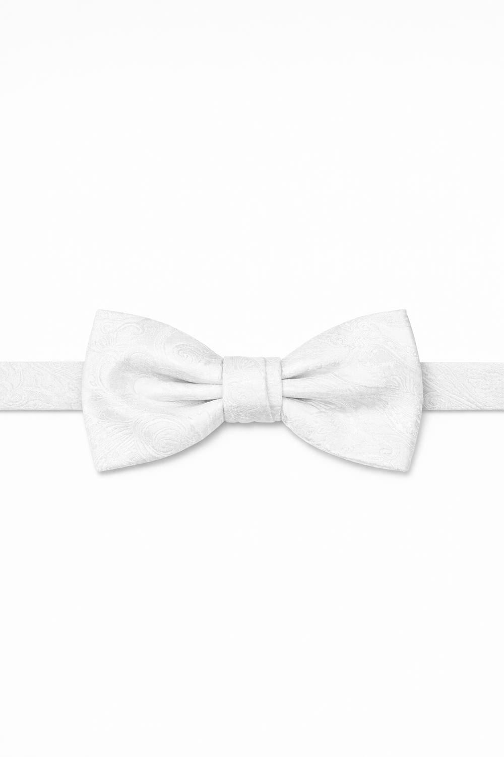 Cristoforo Cardi Pre-Tied White Paisley Silk Bow Tie
