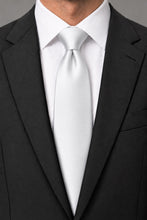 Allure Men White Solid Satin Silk Necktie