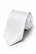 Allure Men White Solid Satin Silk Necktie