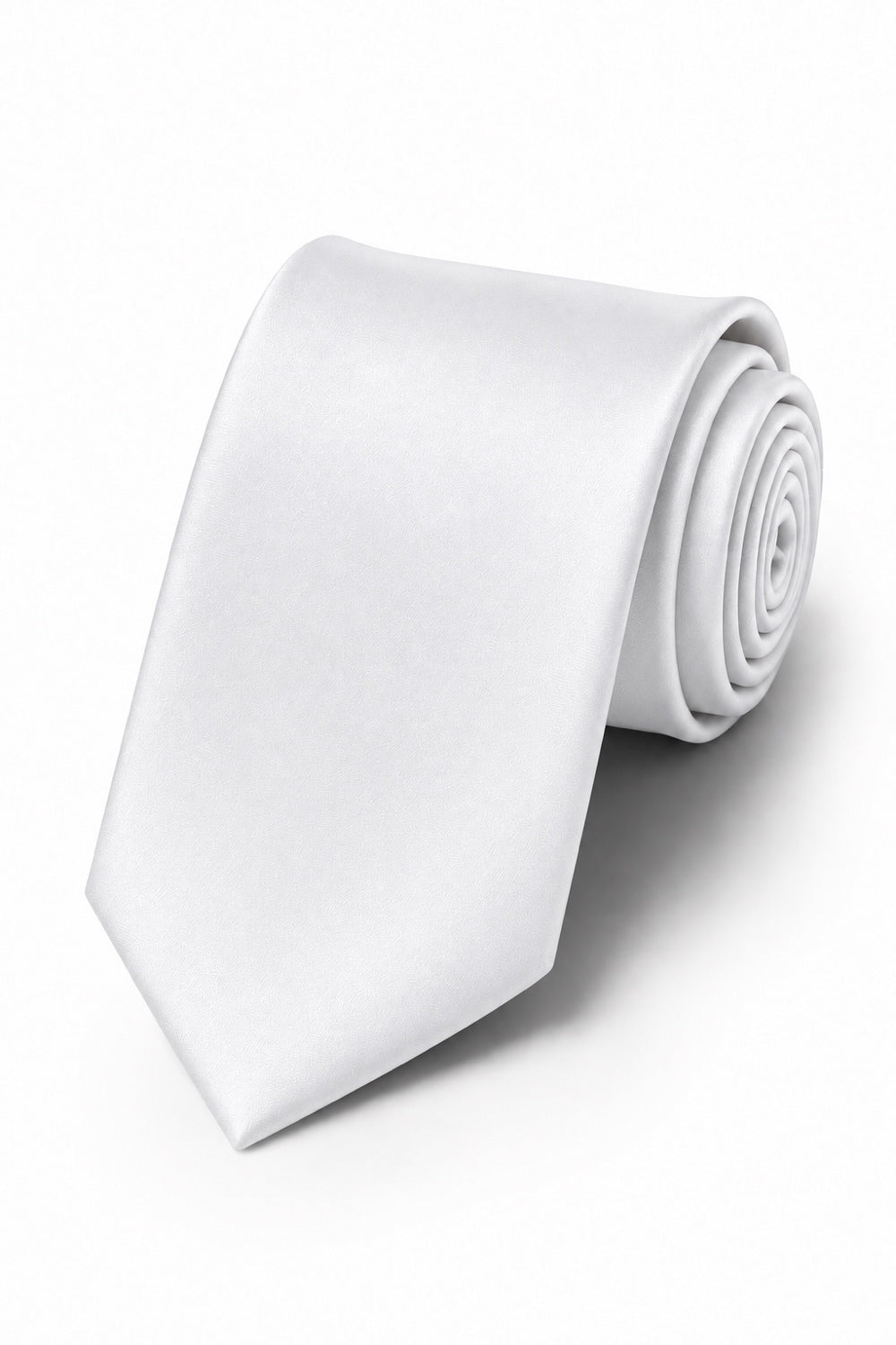 Allure Men White Solid Satin Silk Necktie