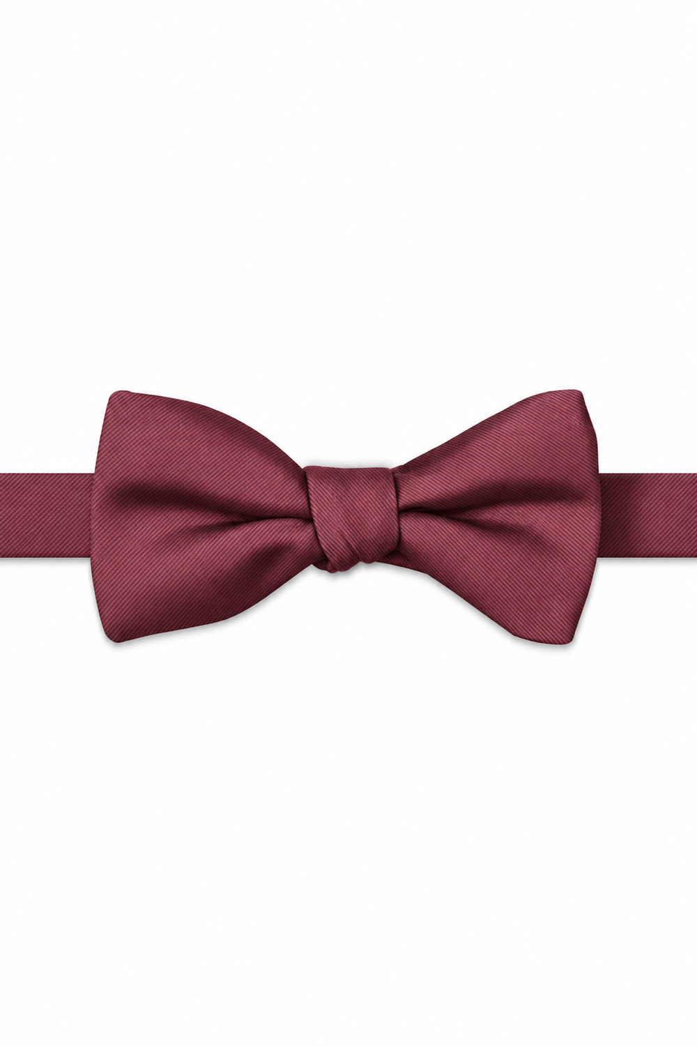 Wine Modern Solid Bow Tie - pre-tied bow tie, front view