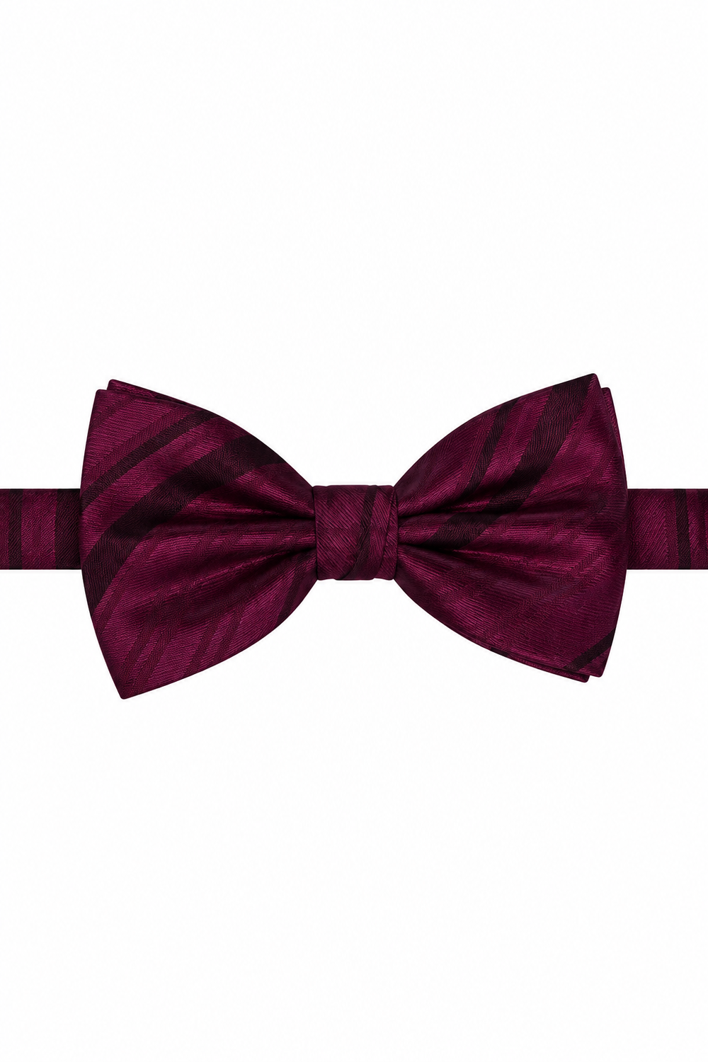 Cardi Pre-Tied Wine Striped Satin Bow Tie