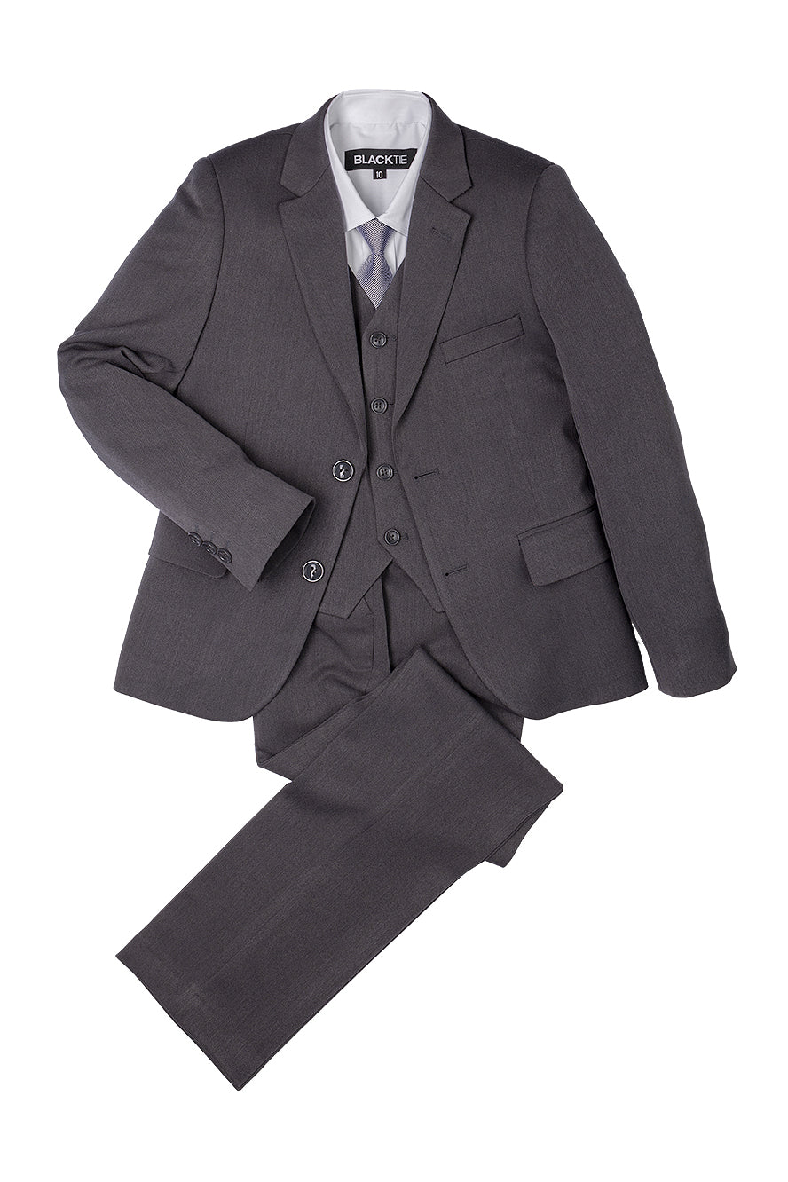 BLACKTIE "Liam" Kids Charcoal Suit (5-Piece Set)