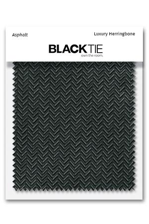 Cardi Asphalt Herringbone Fabric Swatch