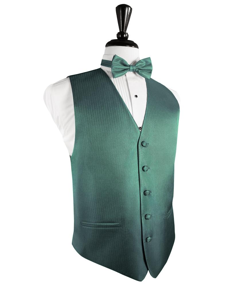Cardi Aqua Herringbone Tuxedo Vest