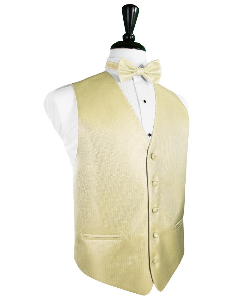 Gold Herringbone Tuxedo Vest
