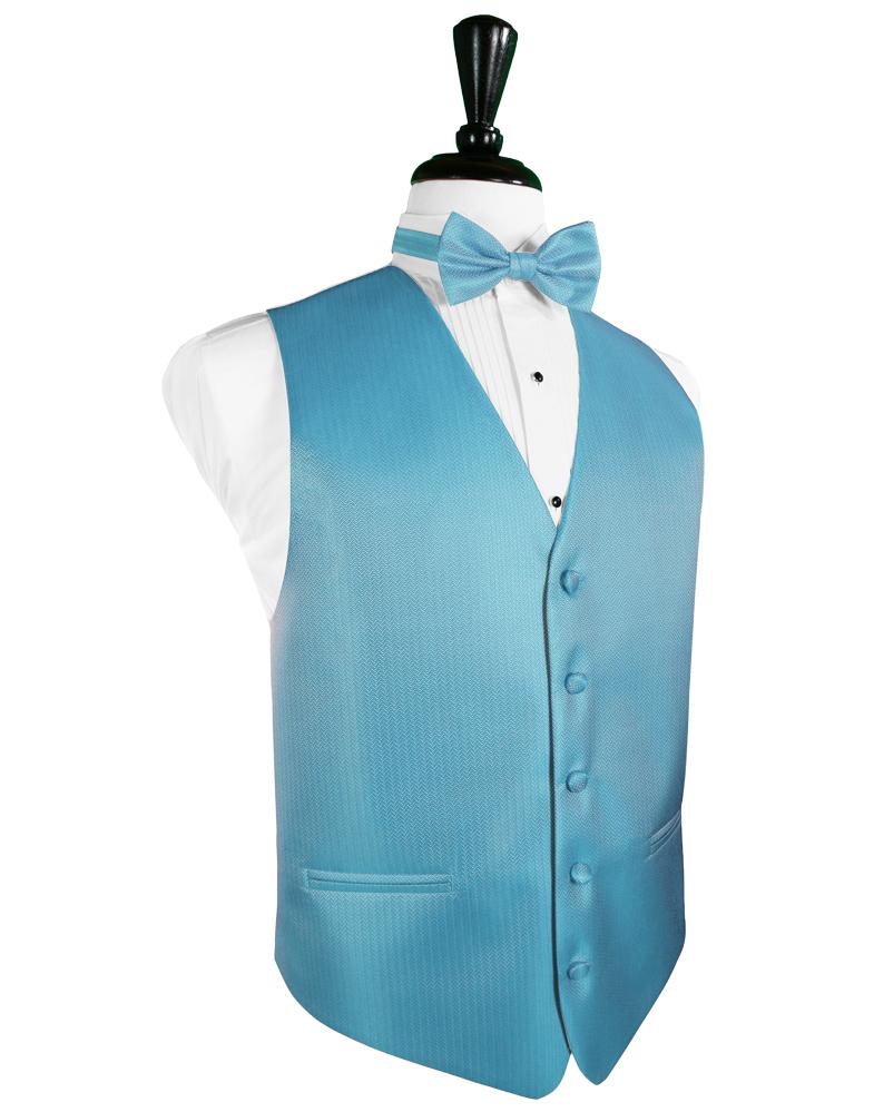 Cardi Blue Ice Herringbone Tuxedo Vest