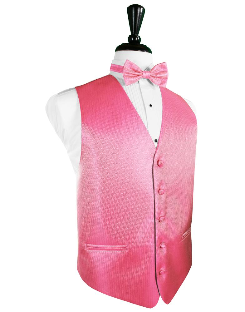 Cardi Bubblegum Herringbone Tuxedo Vest