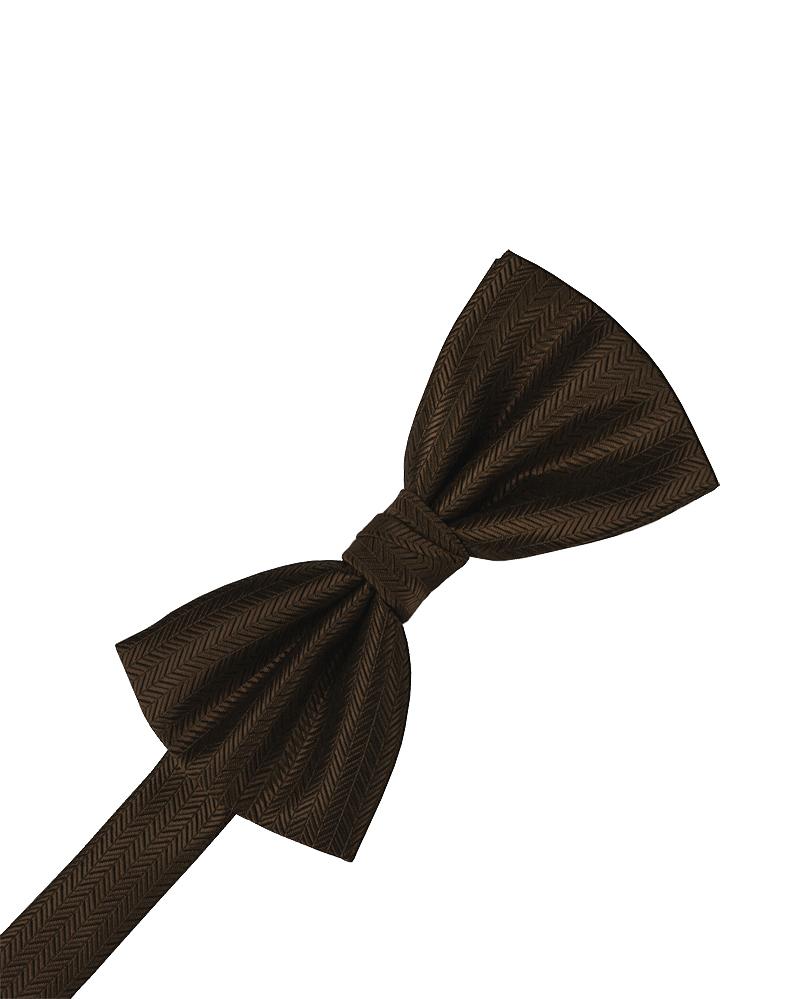 Cardi Chocolate Herringbone Bow Tie