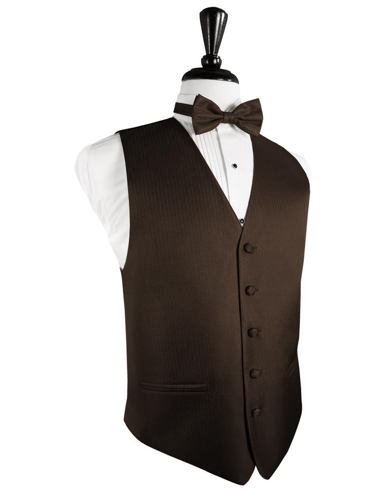 Cardi Chocolate Herringbone Tuxedo Vest