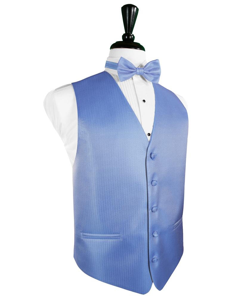 Cardi Cornflower Herringbone Tuxedo Vest