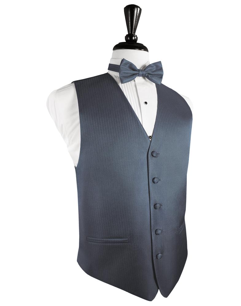 Cardi Desert Blue Herringbone Tuxedo Vest