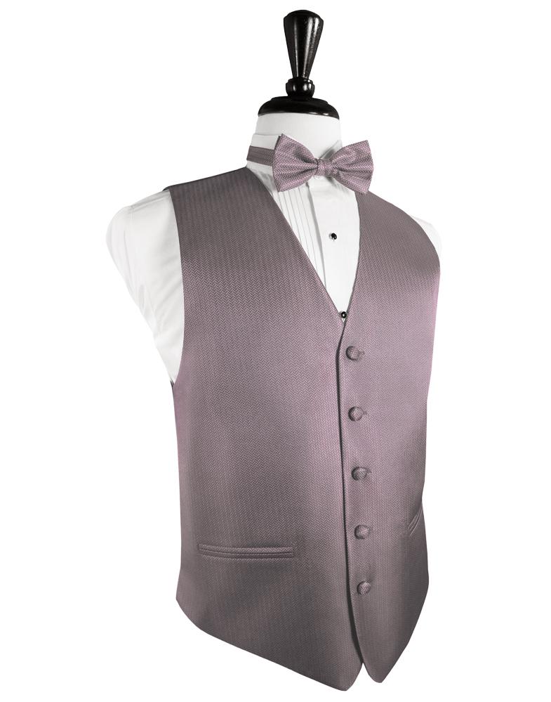 Cardi Frosty Pink Herringbone Tuxedo Vest