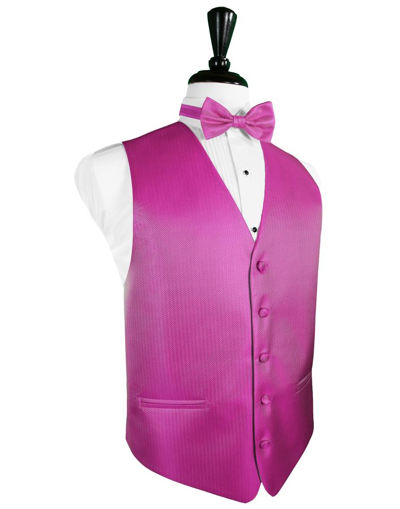 Cardi Fuchsia Herringbone Tuxedo Vest