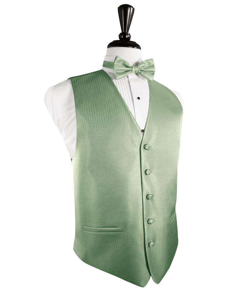 Cardi Mint Herringbone Tuxedo Vest