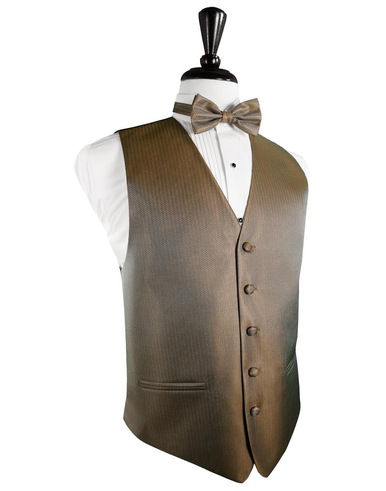 Cardi Mocha Herringbone Tuxedo Vest