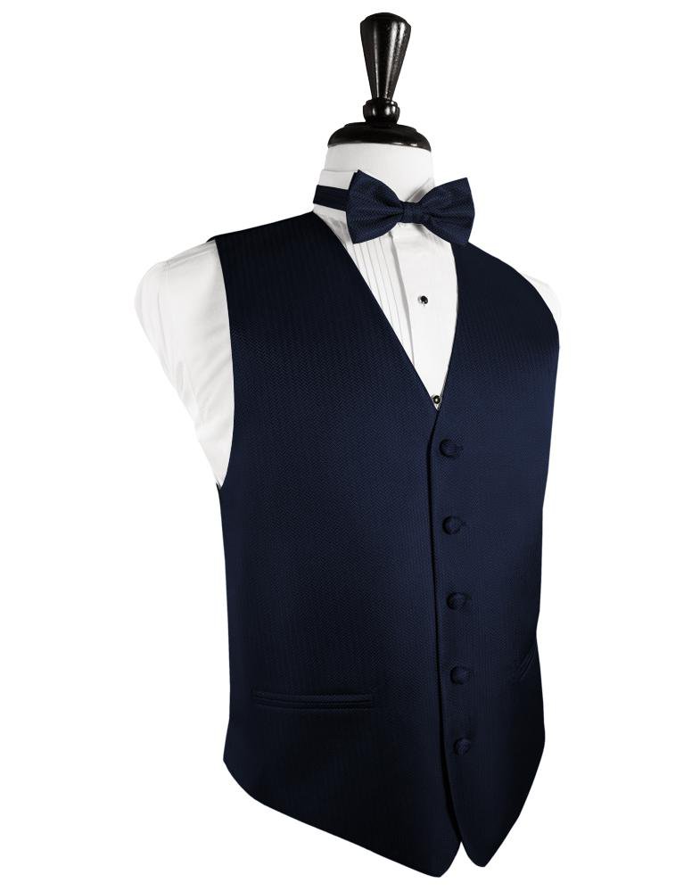 Cardi Navy Herringbone Tuxedo Vest