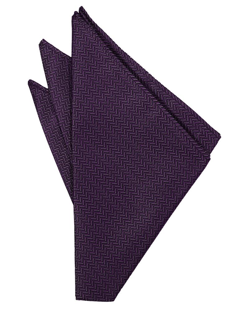 Cardi Plum Herringbone Pocket Square