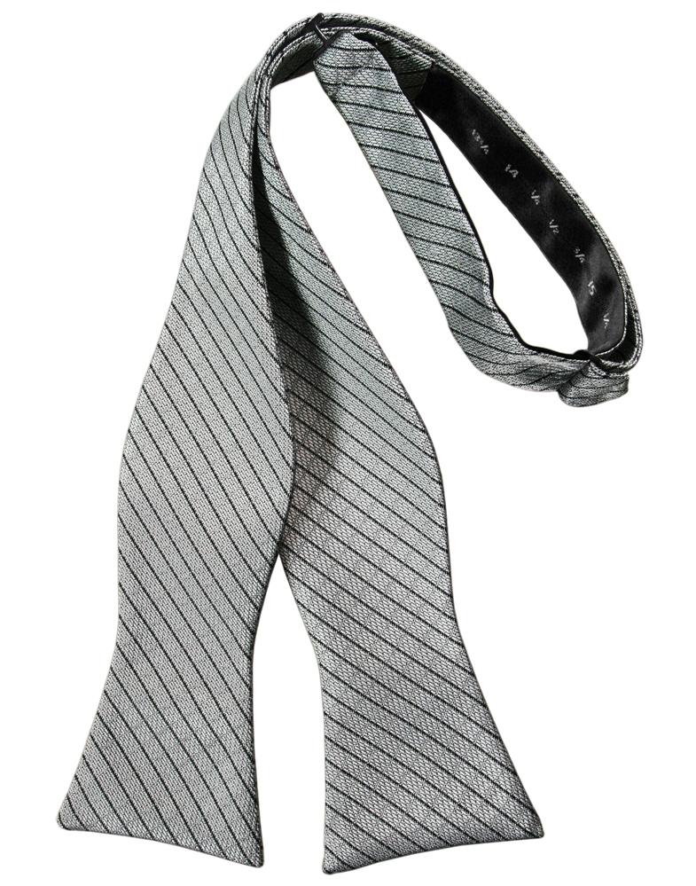 Silver Palermo Bow Tie - self-tie style, front view