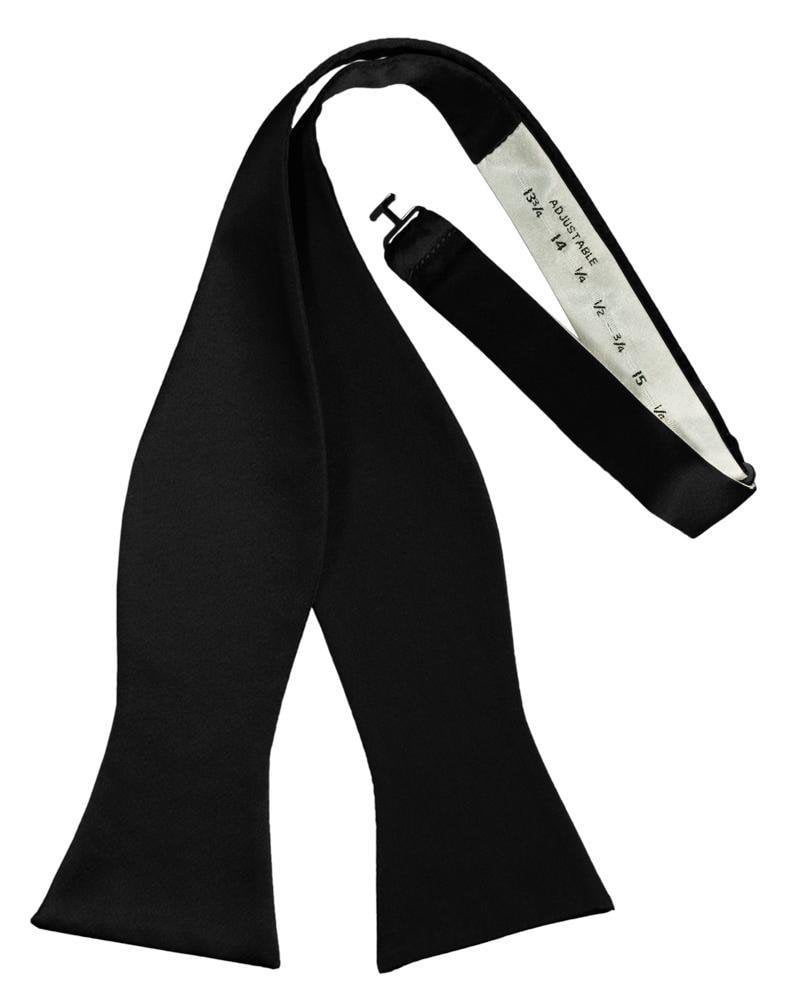 Black Luxury Satin Bow Tie - self-tie style, front view