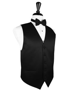 Black Luxury Satin Tuxedo Vest –