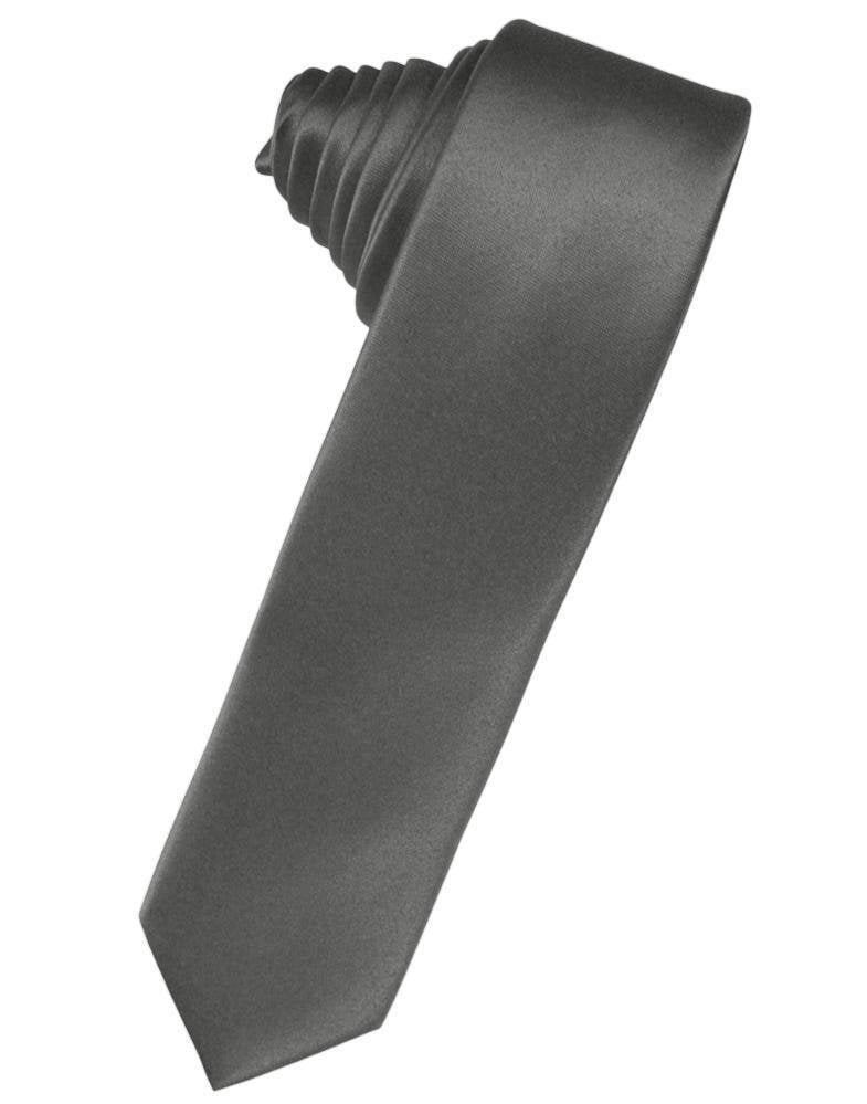 Cardi Charcoal Luxury Satin Skinny Necktie