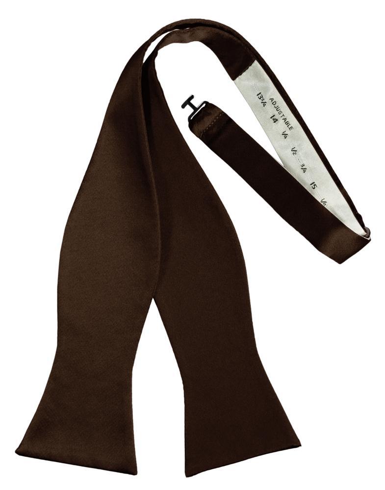Chocolate Luxury Satin Bow Tie - self-tie style, front view