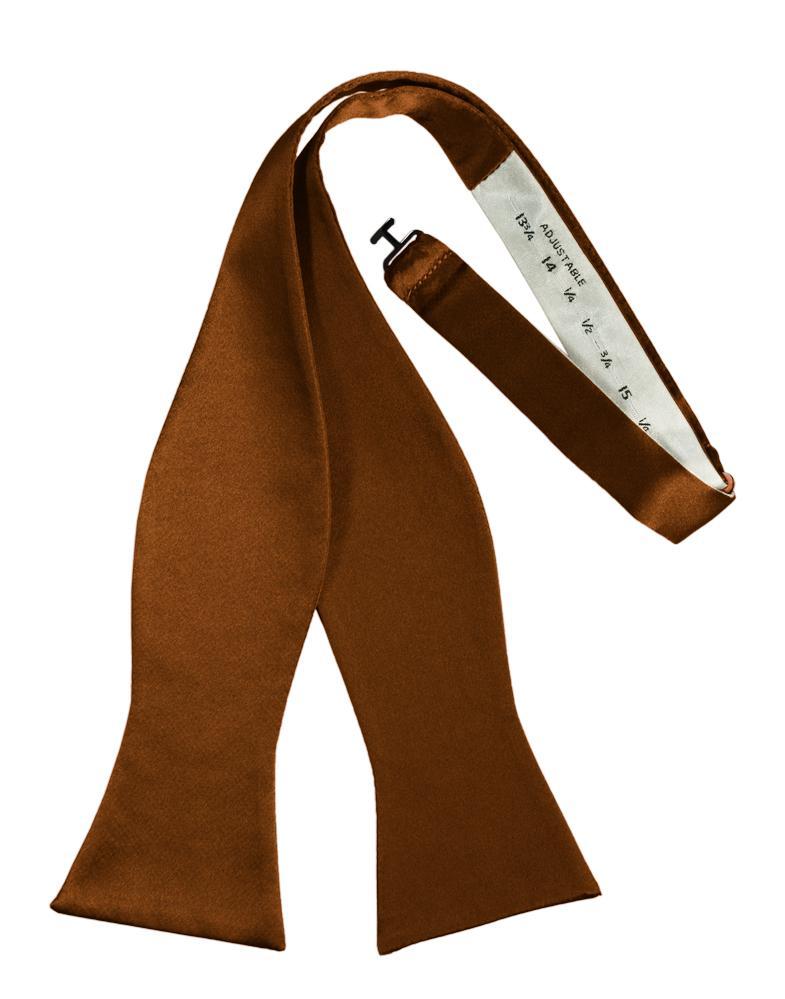 Cognac Luxury Satin Bow Tie - self-tie style, front view