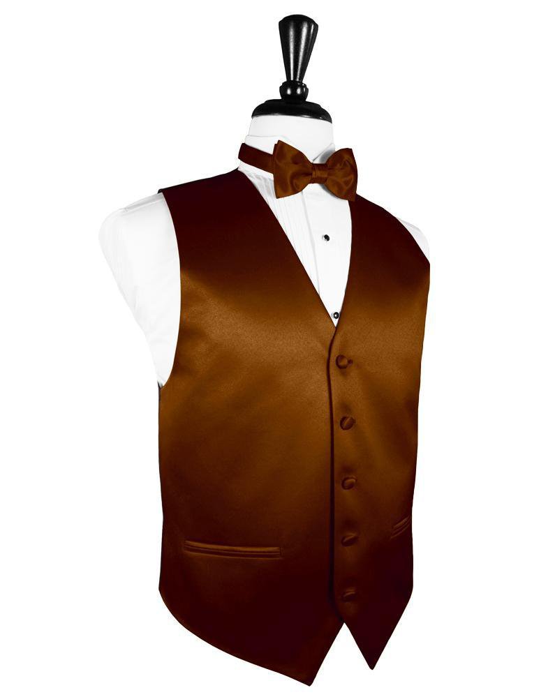 Cardi Cognac Luxury Satin Tuxedo Vest