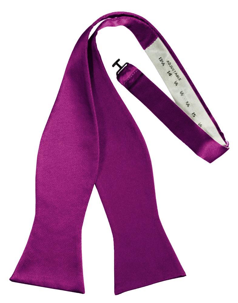 Fuchsia Luxury Satin Bow Tie - self-tie style, front view