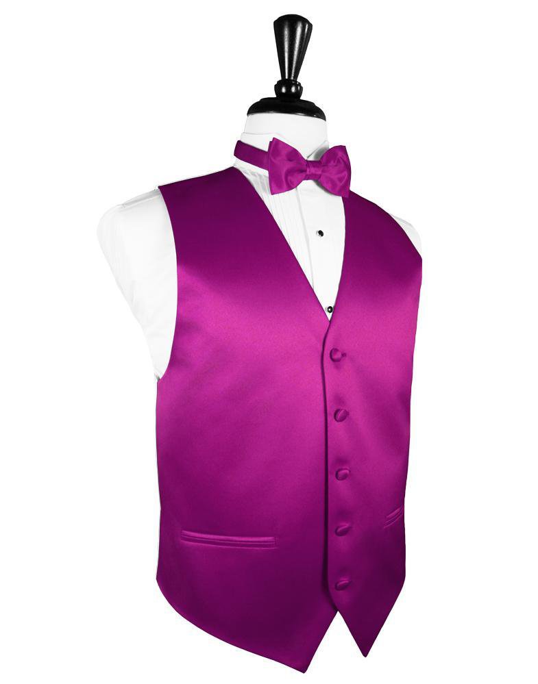 Cardi Fuchsia Luxury Satin Tuxedo Vest