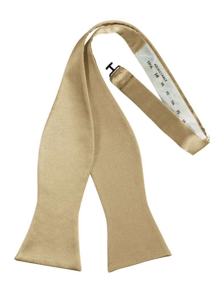 Golden Luxury Satin Bow Tie - self-tie style, front view