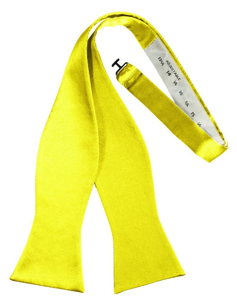 Lemon Luxury Satin Bow Tie - self-tie style, front view