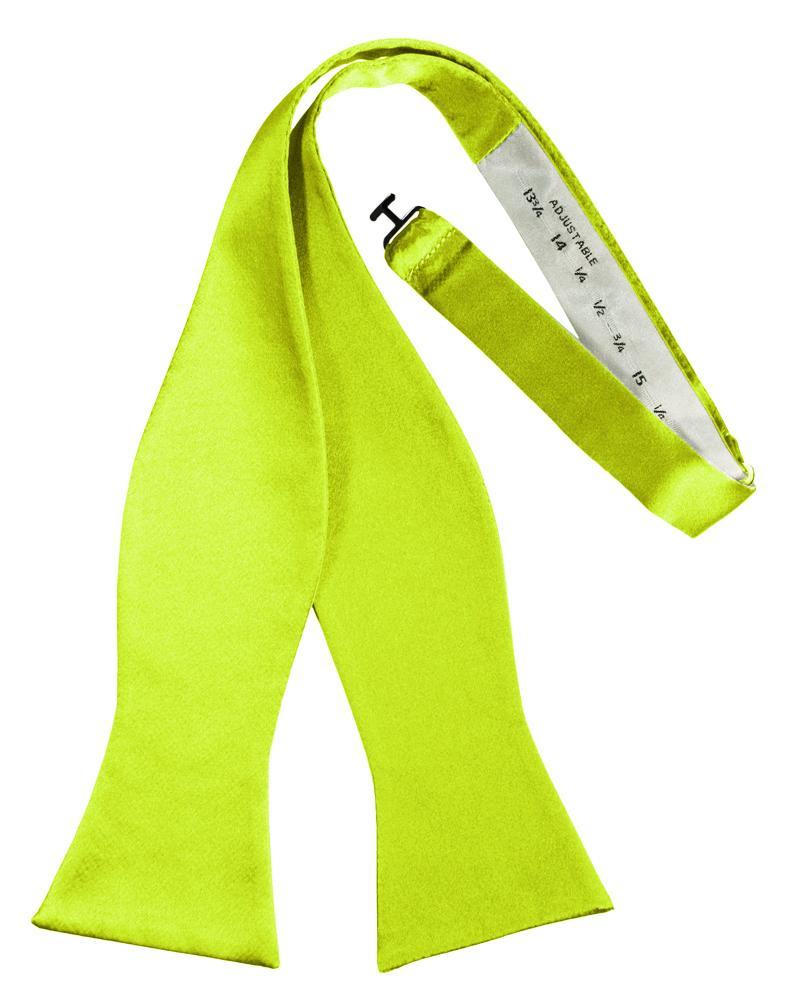 Lime Luxury Satin Bow Tie - self-tie style, front view