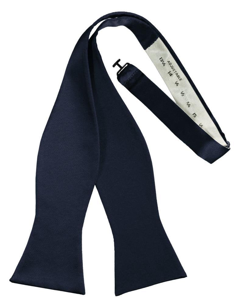 Midnight Luxury Satin Bow Tie - self-tie style, front view