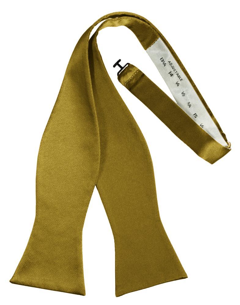 New Gold Luxury Satin Bow Tie - self-tie style, front view