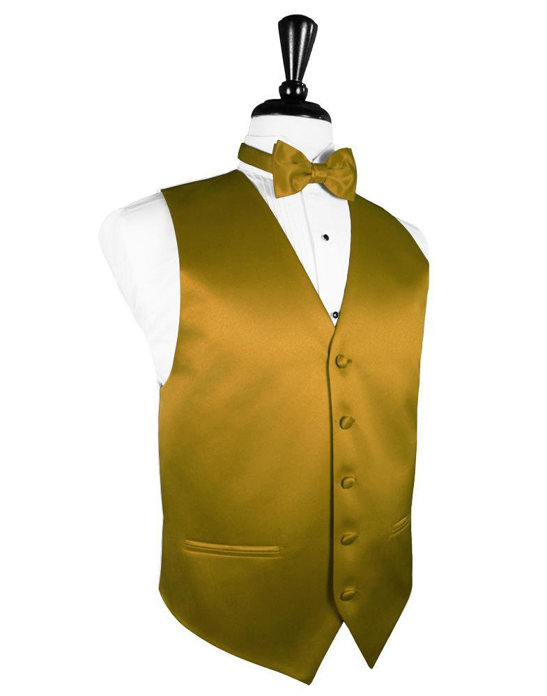 New Gold Luxury Satin Tuxedo Vest BlackTie
