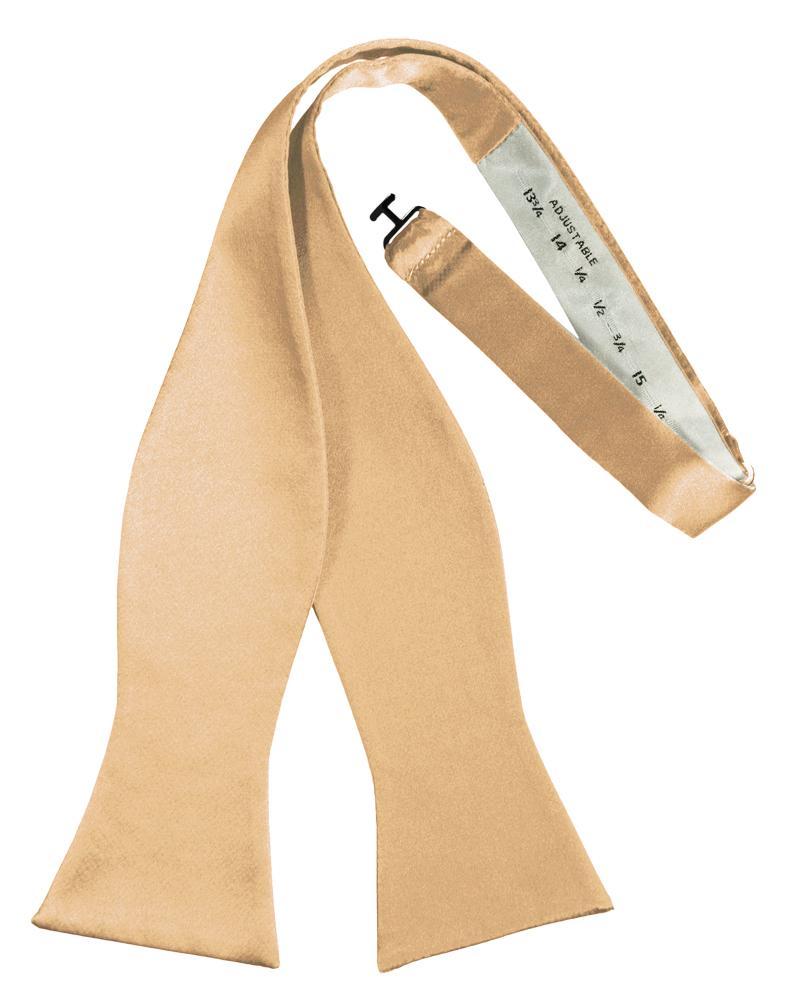 Peach Luxury Satin Bow Tie - self-tie style, front view