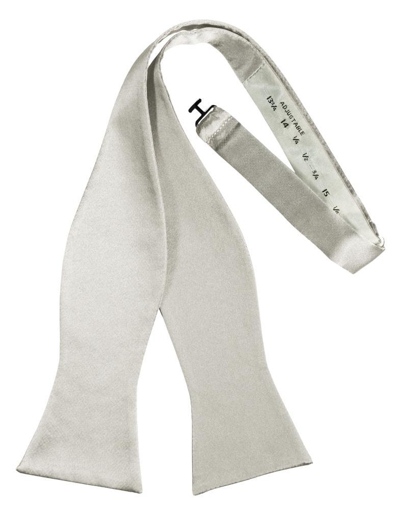 Platinum Luxury Satin Bow Tie - self-tie style, front view