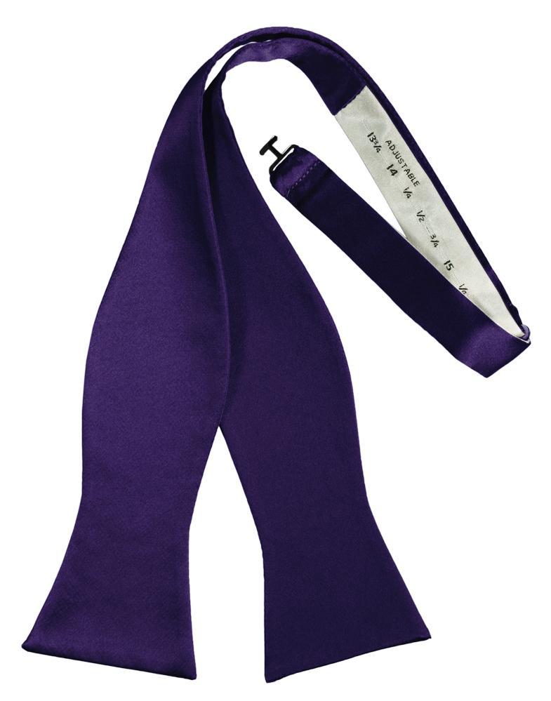 Purple Luxury Satin Bow Tie - self-tie style, front view