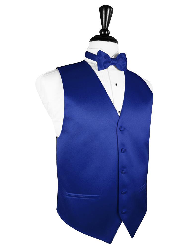 Royal Blue Luxury Satin Tuxedo Vest – - Main Image