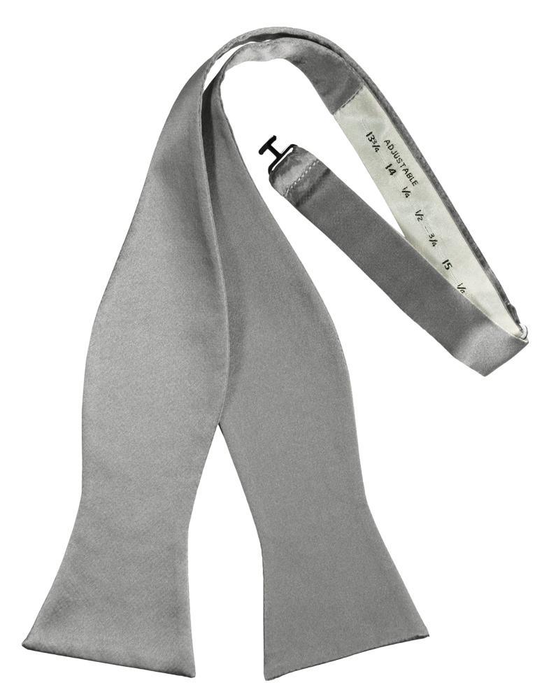 Silver Luxury Satin Bow Tie - self-tie style, front view