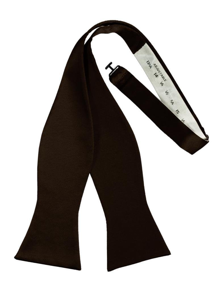 Truffle Luxury Satin Bow Tie - self-tie style, front view