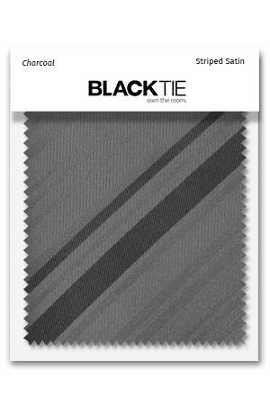 Cardi Charcoal Striped Satin Fabric Swatch