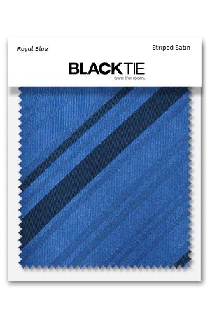 Cardi Royal Blue Striped Satin Fabric Swatch
